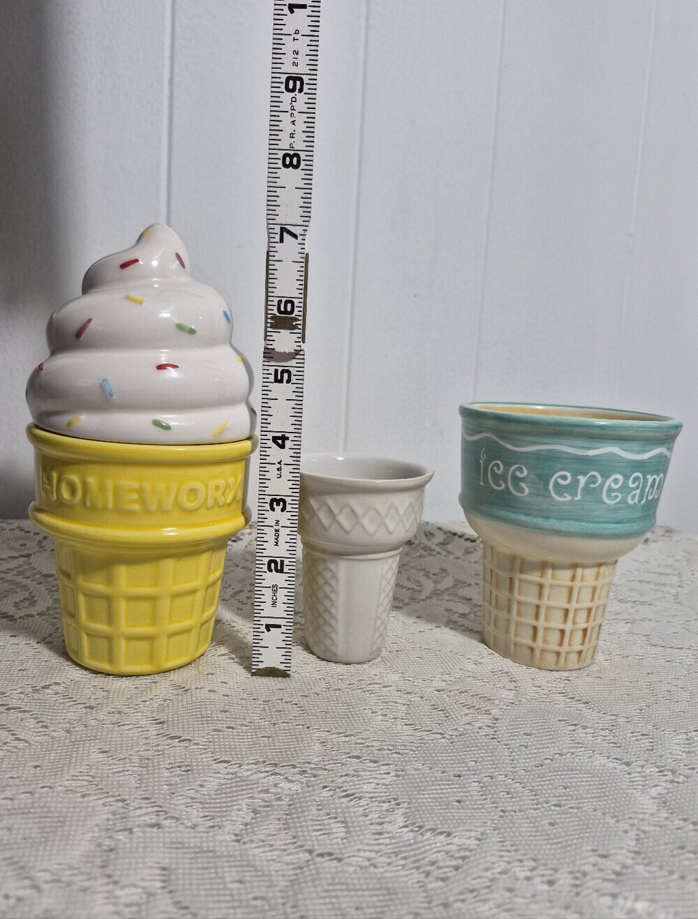 3 Ceramic Ice Cream Cones - Picture 2 of 16
